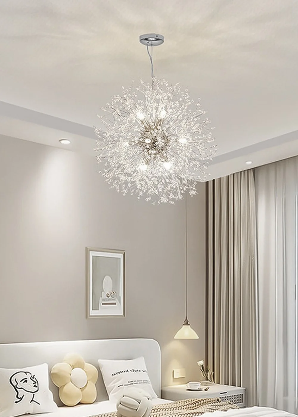 Kabinet Silver Firework Chandelier Hanging Pendant Ceiling Light 28x28x17cm - One Size Image 1