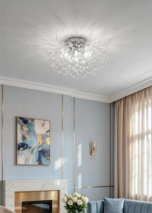 Kabinet Silver Sputnik Flush Mount Ceiling Light 50cm Dia
