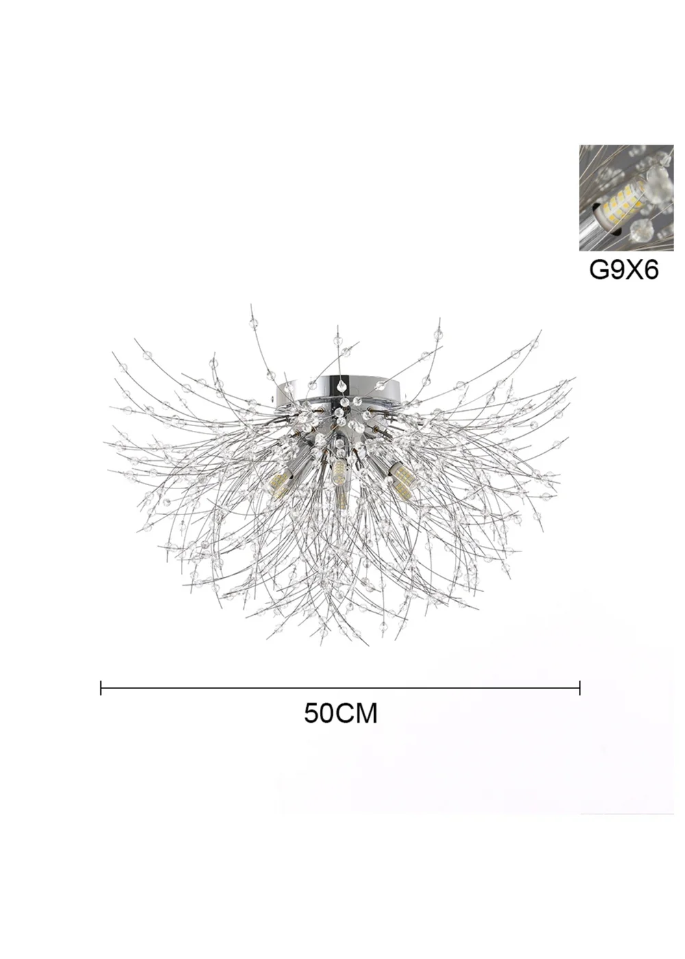Kabinet Silver Sputnik Flush Mount Ceiling Light 50cm Dia - One Size Image 2
