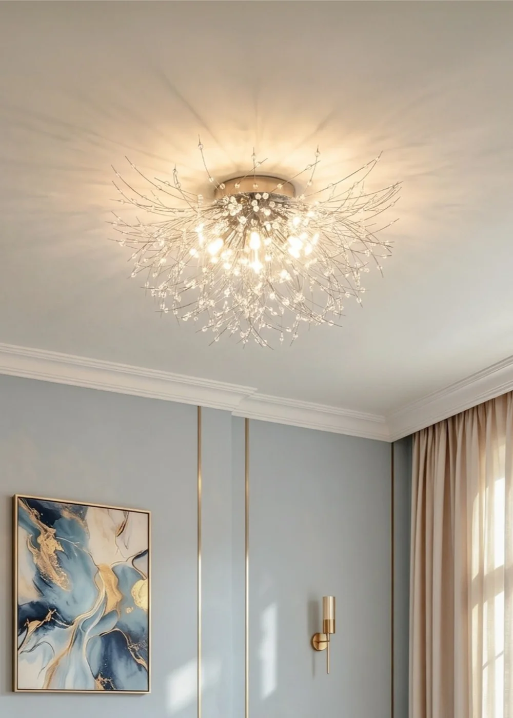 Kabinet Gold Sputnik Flush Mount Ceiling Light 50cm Dia - One Size Image 1