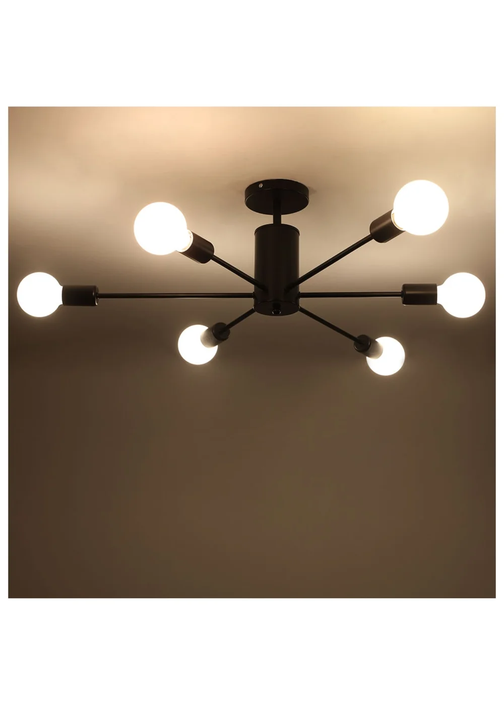 Kabinet Black Industrial Style 6-light Ceiling Light 37x14x15cm - One Size Image 6