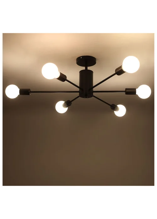 Kabinet Black Industrial Style 6-light Ceiling Light 37x14x15cm - One Size Image 6