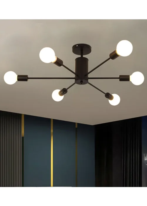 Kabinet Black Industrial Style 6-light Ceiling Light 37x14x15cm - One Size Image 1