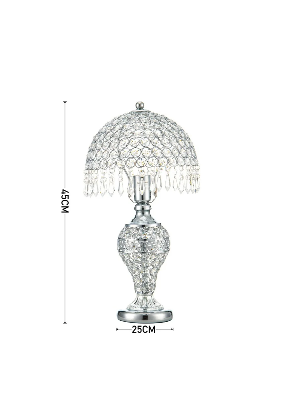 Kabinet Silver Umbrella Crystal Table Lamp 3 Colour Lights Polished 37x25x31cm - One Size Image 2