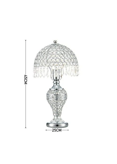 Kabinet Silver Umbrella Crystal Table Lamp 3 Colour Lights Polished 37x25x31cm - One Size Image 2