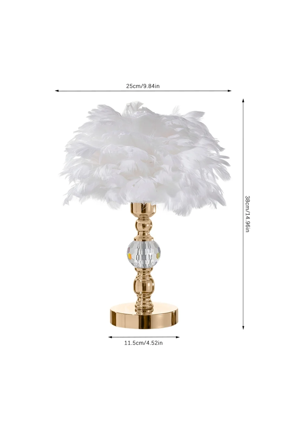 Kabinet Gold Feather Effect LED Table Lamp With 3 Colour Settings 25x25x38cm - One Size Image 2