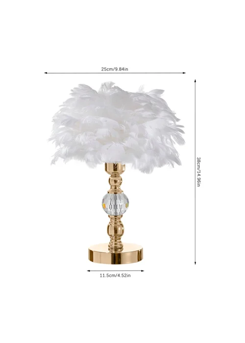 Kabinet Gold Feather Effect LED Table Lamp With 3 Colour Settings 25x25x38cm - One Size Image 2