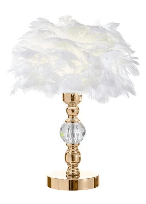 Kabinet Gold Feather Effect LED Table Lamp With 3 Colour Settings 25x25x38cm - One Size Image 1