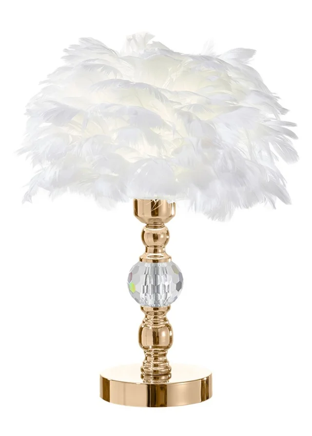 Kabinet Gold Feather Effect LED Table Lamp With 3 Colour Settings 25x25x38cm