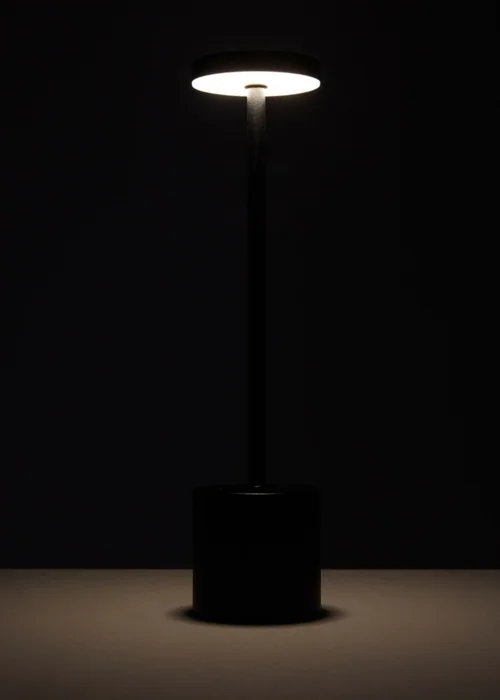 Kabinet Black Industrial-style Rechargeable Dimmable Table Lamp Night Light 9x9x36.5cm - One Size Image 3