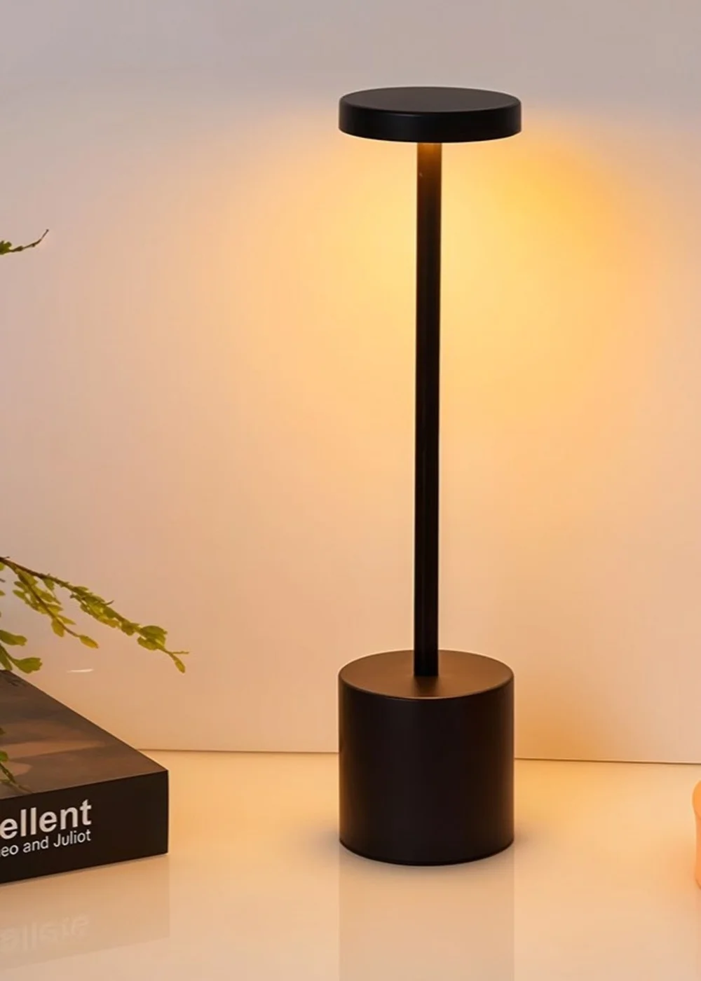 Kabinet Black Industrial-style Rechargeable Dimmable Table Lamp Night Light 9x9x36.5cm - One Size Image 1
