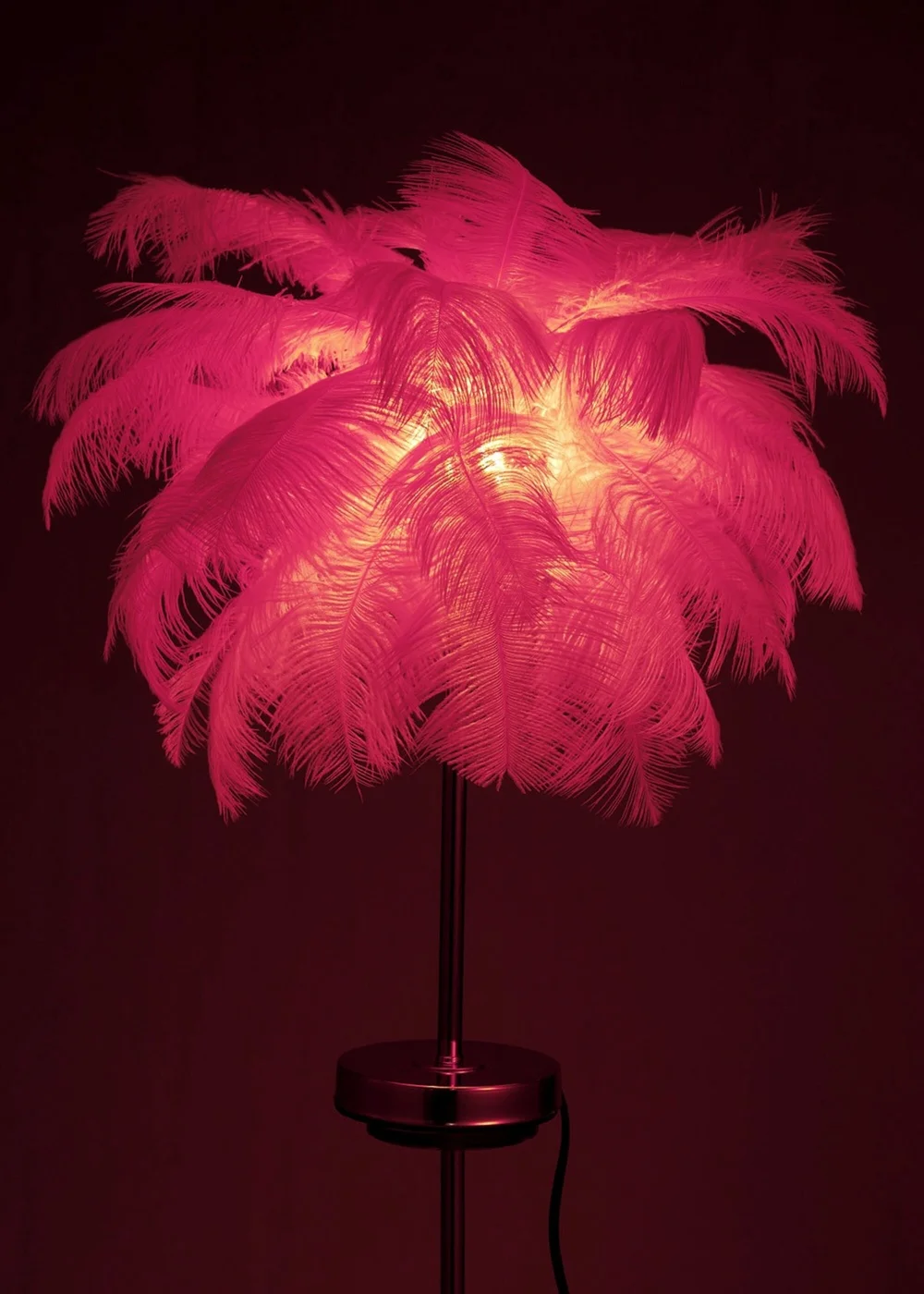 Kabinet Pink Feather Lampshade Table Lamp Fixtures Decor 15.5x15.5x33.5cm - One Size Image 3