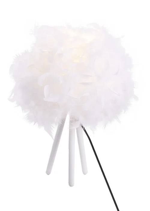 Kabinet White Feather Lampshade Tripod Table Lamp Fixtures Decor 21.5x21.5x10.5cm - One Size Image 4