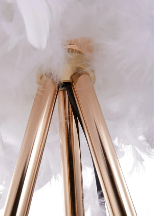 Kabinet Gold Feather Lampshade Tripod Table Lamp Fixtures Decor 21.5x21.5x10.5cm - One Size Image 5