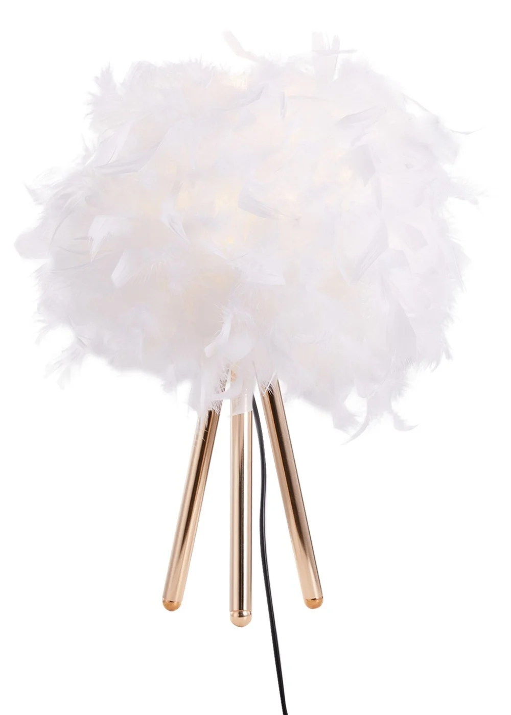 Kabinet Gold Feather Lampshade Tripod Table Lamp Fixtures Decor 21.5x21.5x10.5cm - One Size Image 4