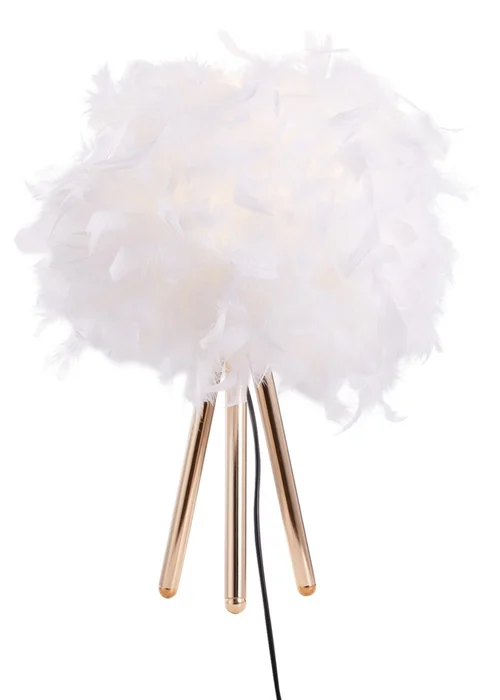 Kabinet Gold Feather Lampshade Tripod Table Lamp Fixtures Decor 21.5x21.5x10.5cm - One Size Image 4