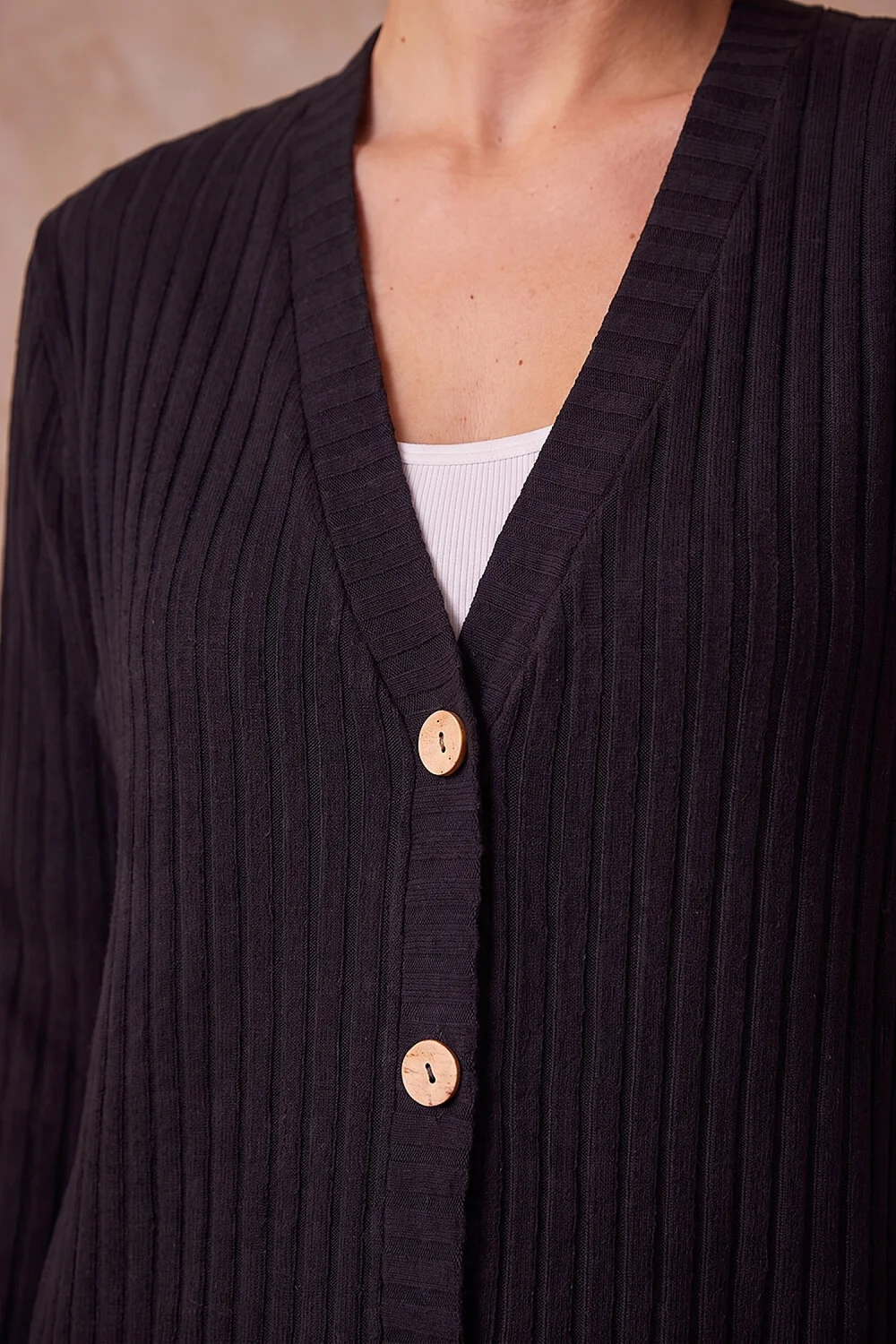 Roman Black Ribbed Jersey Cardigan - 18 Image 4