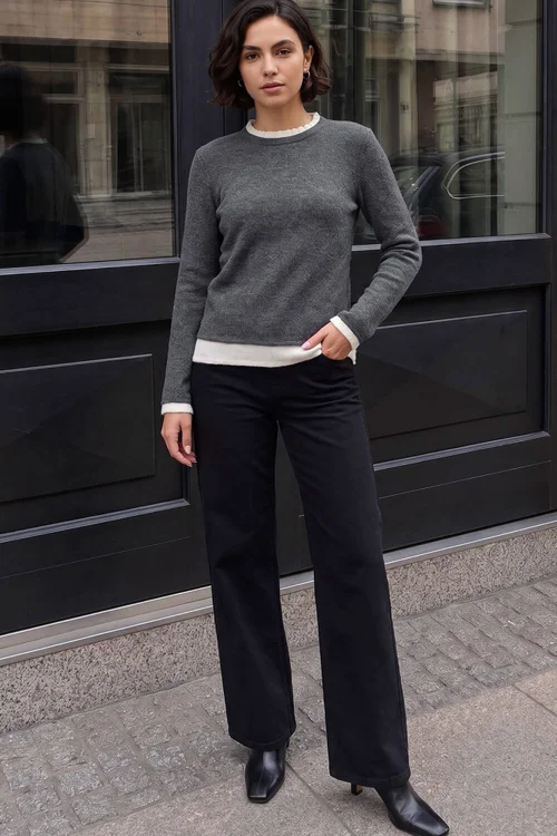Roman Grey Frill Contrast Stretch Jersey Top - 10 Image 2