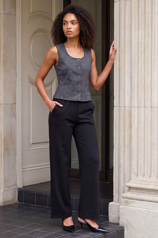 Dusk Grey Pinstripe Stretch Waistcoat