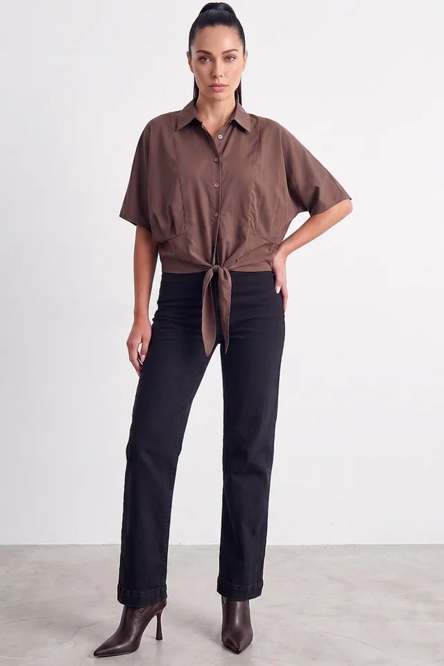 Dusk Chocolate Tie Detail Shirt