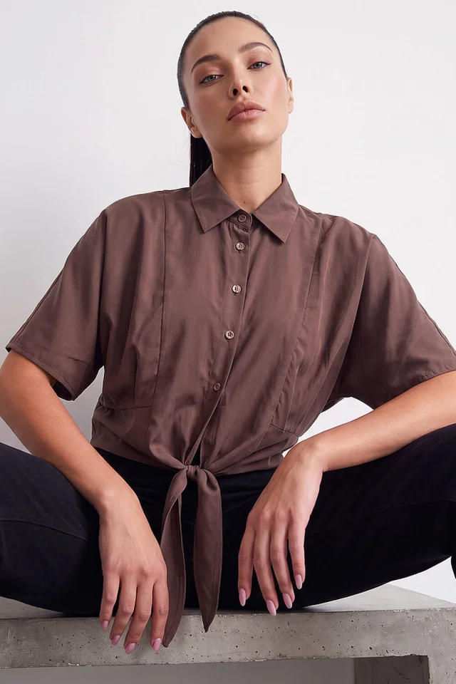 Dusk Chocolate Tie Detail Shirt