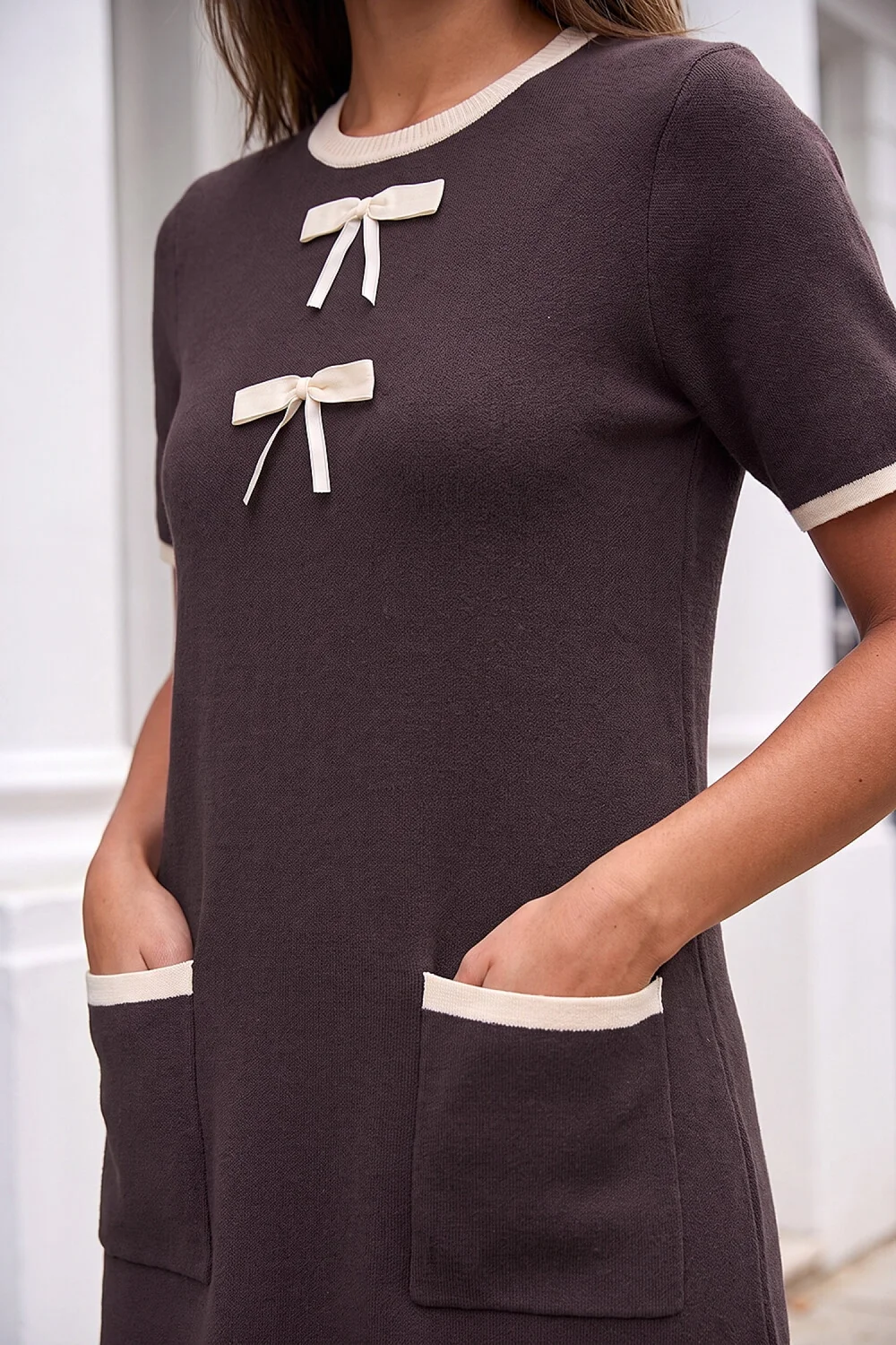 Roman Chocolate Bow Detail Knitted Dress - 20 Image 4