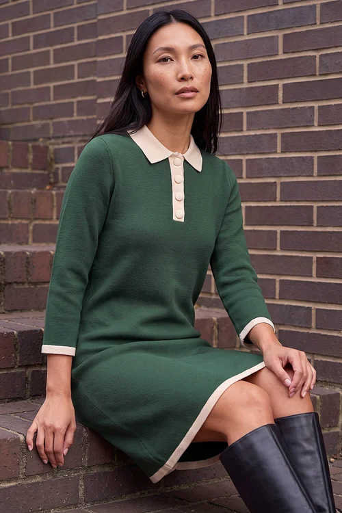 Roman Green Button Detail Knitted Dress - 10 Image 1