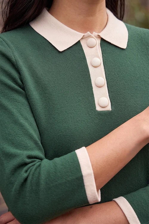 Roman Green Button Detail Knitted Dress - 10 Image 4