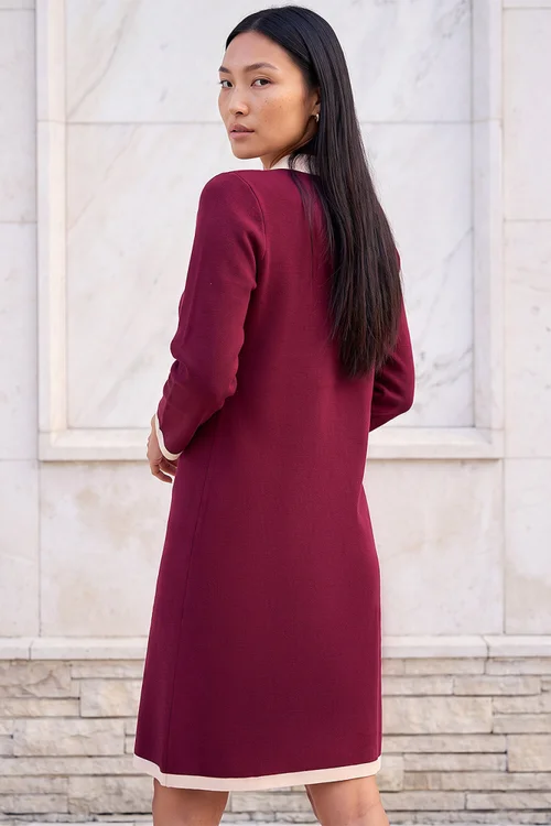 Roman Wine Button Detail Knitted Dress - 16 Image 3