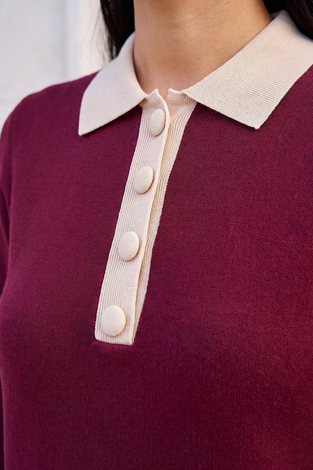 Roman Wine Button Detail Knitted Dress - 16 Image 4