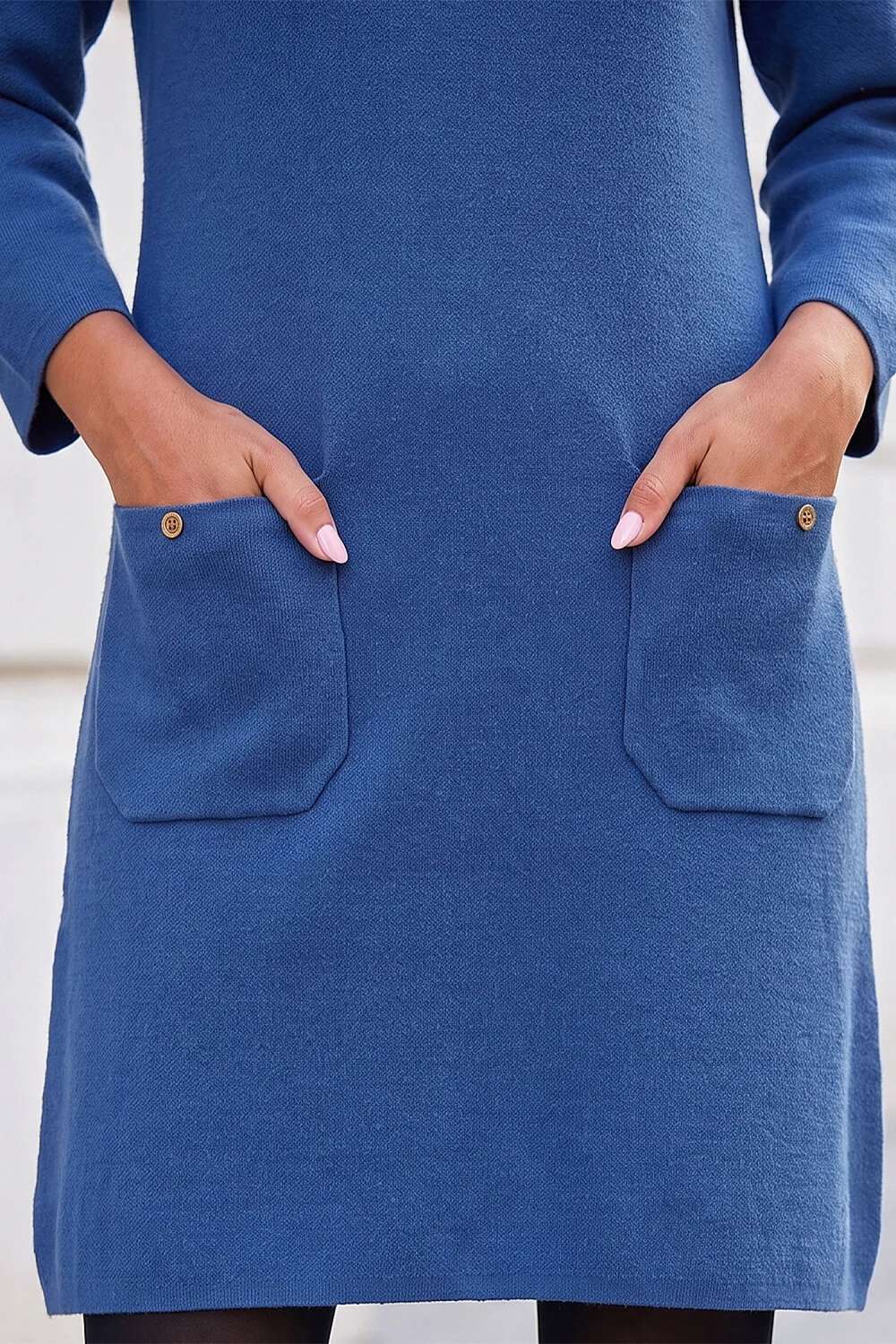 Roman Blue Patch Pocket Knit Dress - 12 Image 4