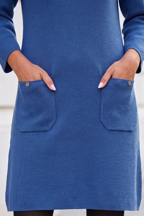Roman Blue Patch Pocket Knit Dress - 12 Image 4