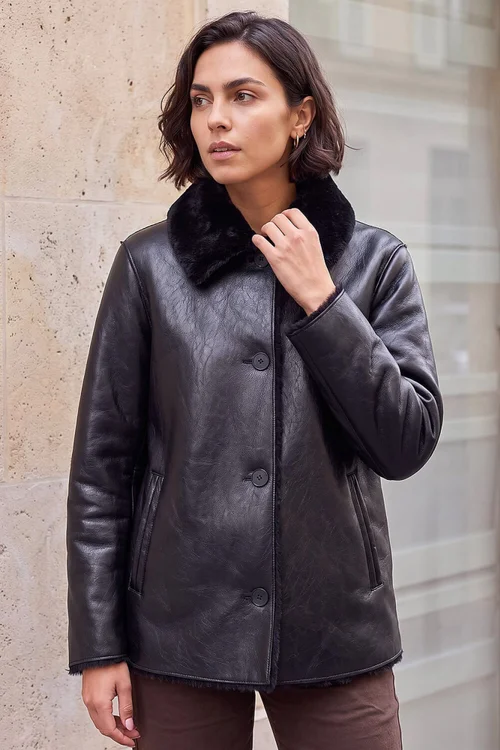 Roman Black Bonded Faux Fur Coat - 12 Image 2