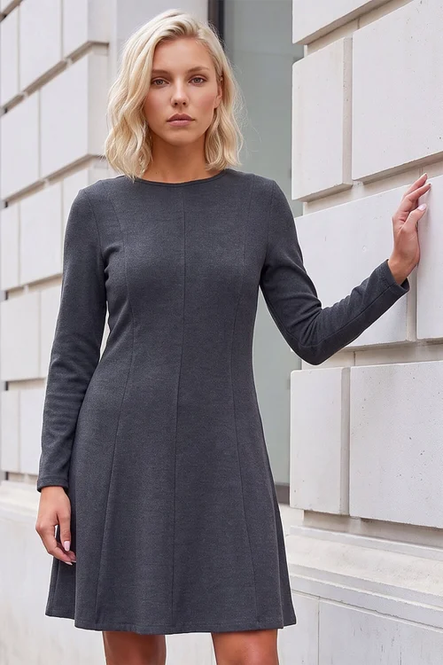 Roman Dark Grey Petite Seam Detail Dress - 12 Image 2