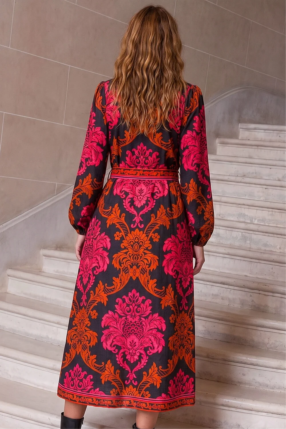 Roman Fuchsia Baroque Border Shirt Dress - 14 Image 4