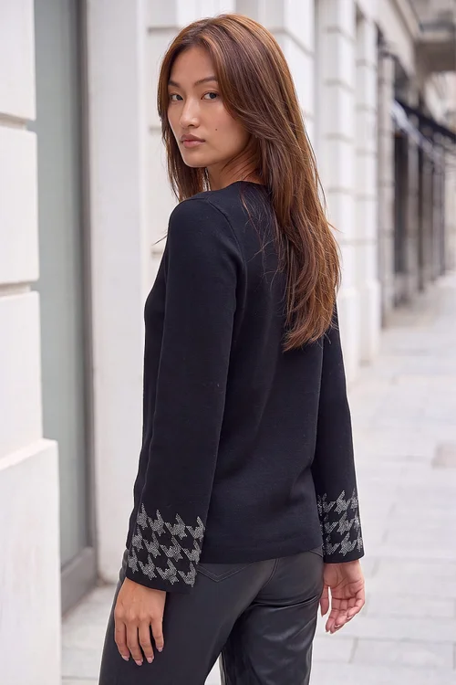 Roman Black Hotfix Sparkle Sleeve Knit Jumper - 18 Image 3
