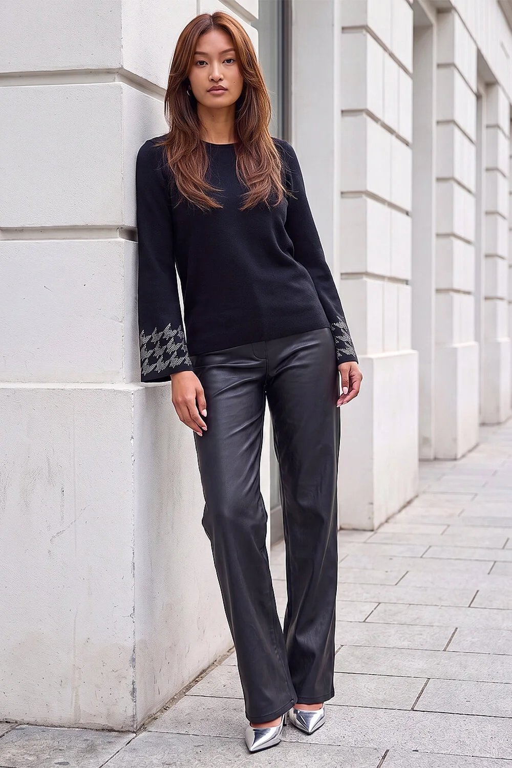 Roman Black Hotfix Sparkle Sleeve Knit Jumper - 18 Image 2