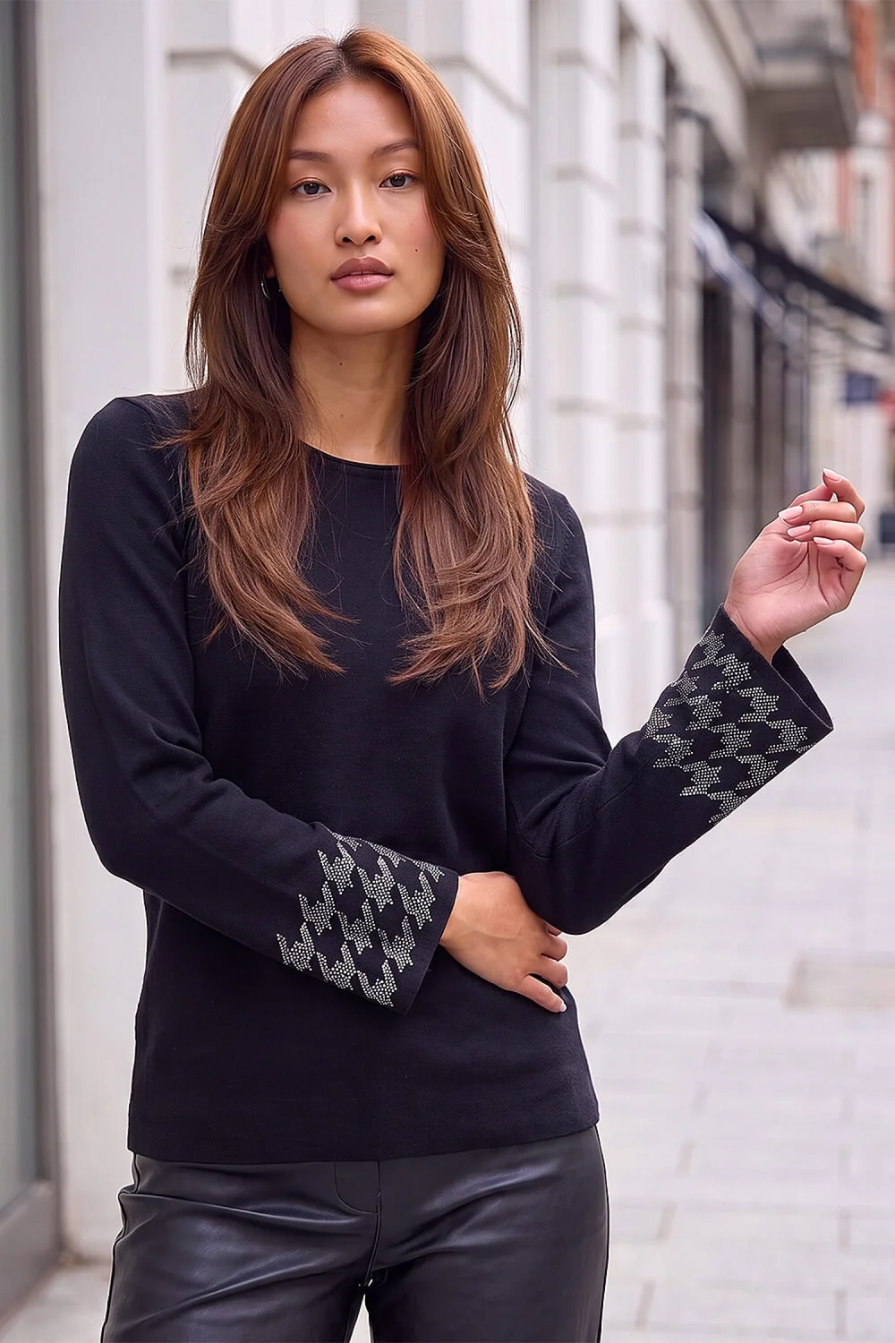Roman Black Hotfix Sparkle Sleeve Knit Jumper - 18 Image 1