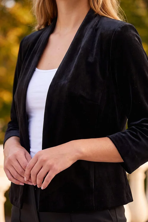 Roman Black Stretch Velvet Smart Jacket - 20 Image 4