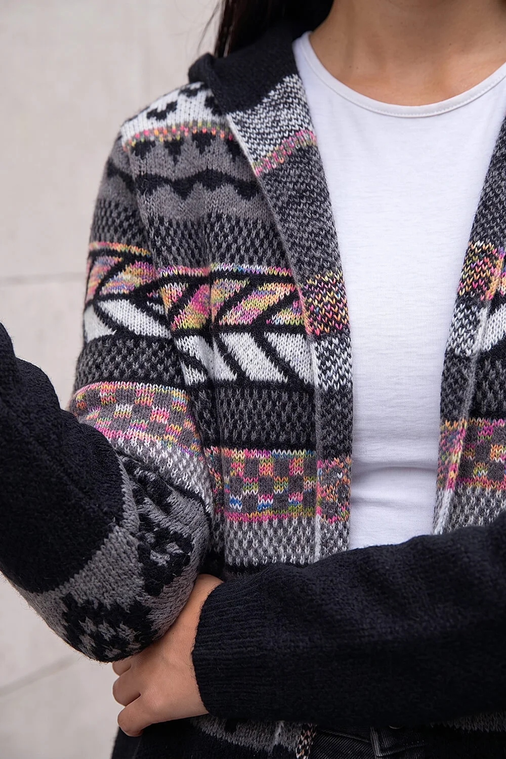 Roman Black Nordic Hooded Cardigan - 16 Image 4