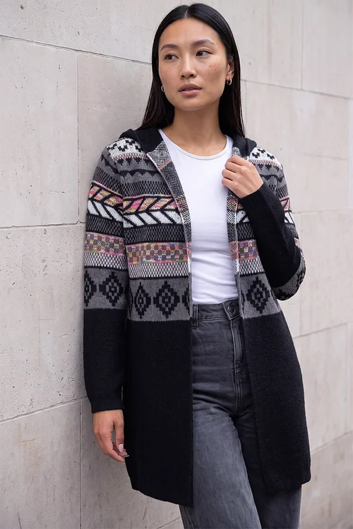 Roman Black Nordic Hooded Cardigan - 16 Image 1
