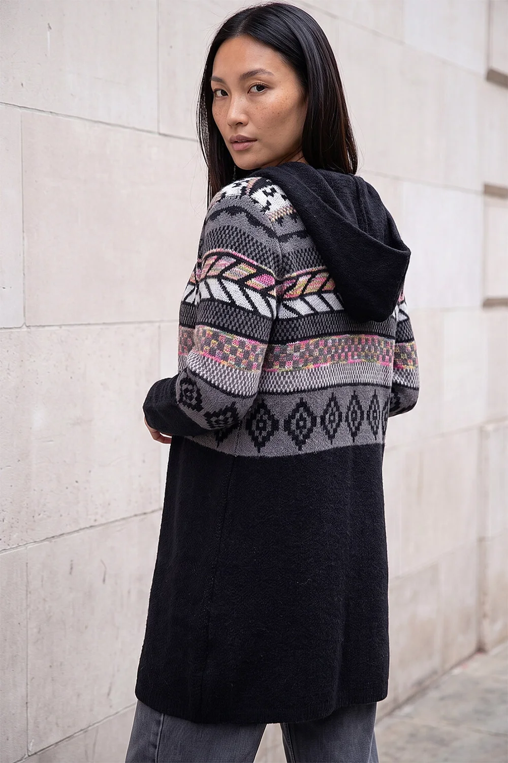 Roman Black Nordic Hooded Cardigan - 16 Image 3