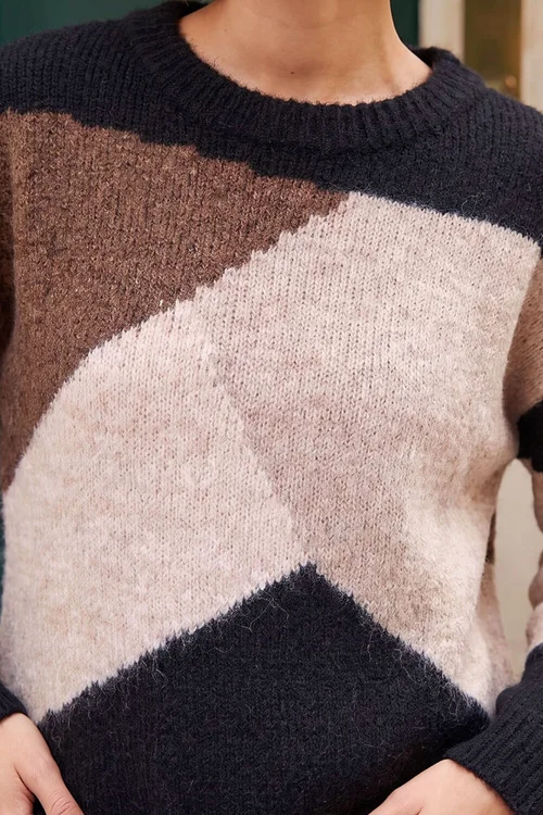 Roman Black Colour Block Knit Jumper - 10 Image 4