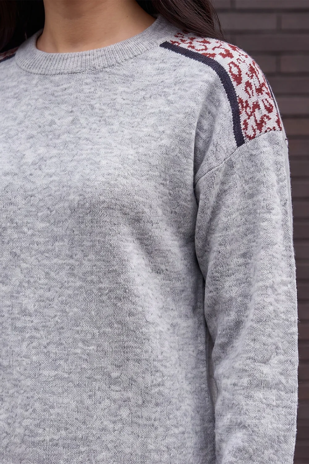 Roman Grey Petite Contrast Animal Hem Jumper - 14 Image 4
