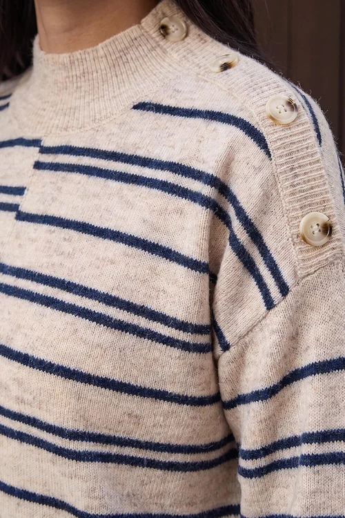 Roman Stone Petite Stripe Button Jumper - 12 Image 4
