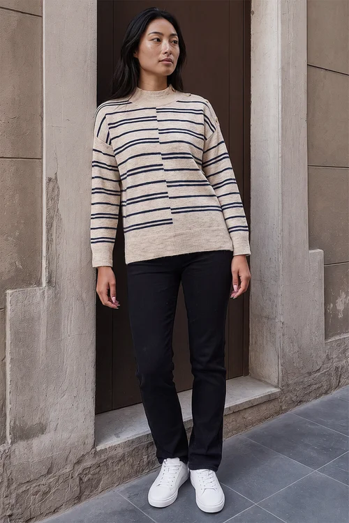 Roman Stone Petite Stripe Button Jumper - 12 Image 2