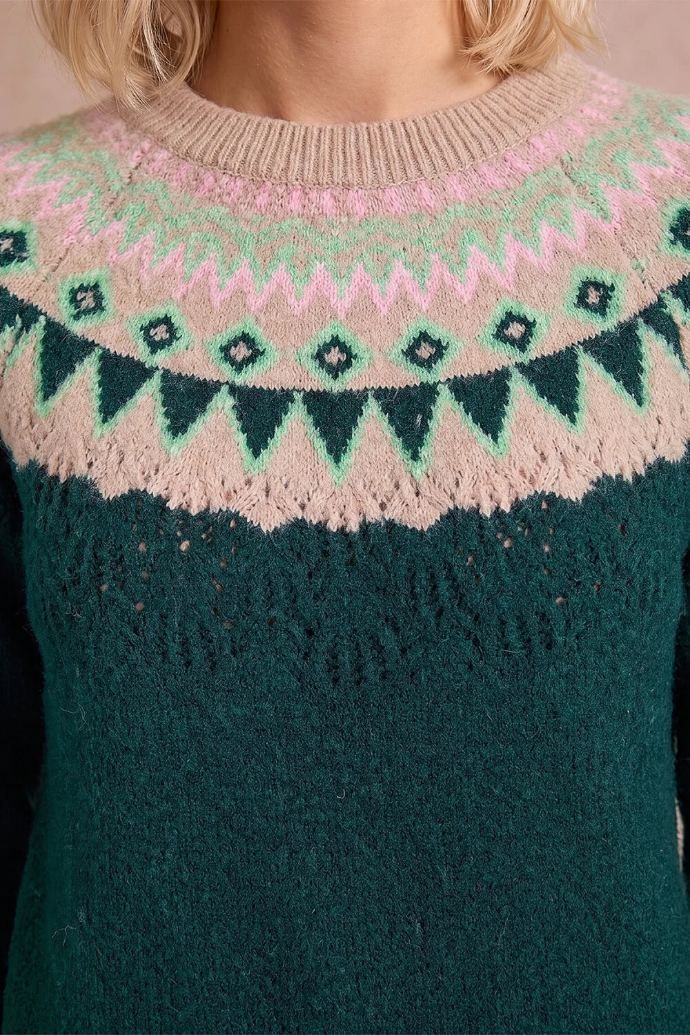 Roman Dark Green Petite Fairisle Knit Jumper - 10 Image 4