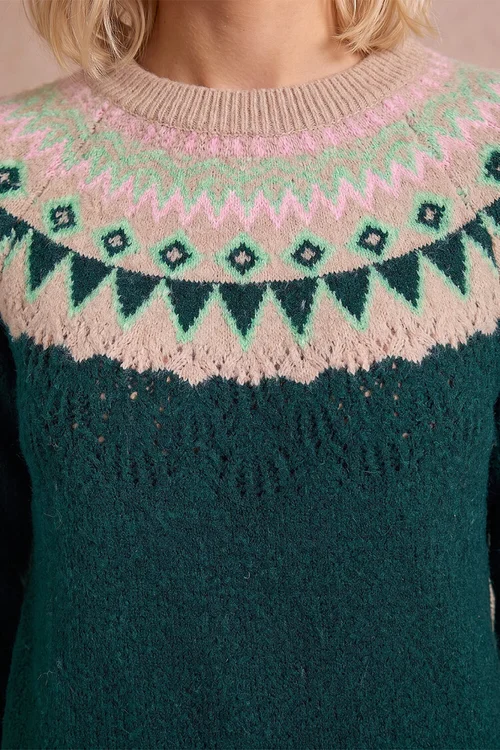 Roman Dark Green Petite Fairisle Knit Jumper - 10 Image 4