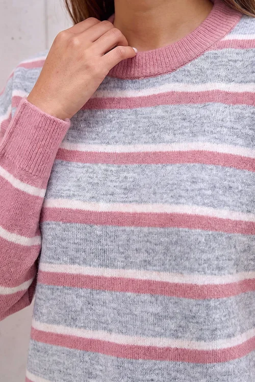 Roman Light Pink Contrast Stripe Knit Jumper - 16 Image 4
