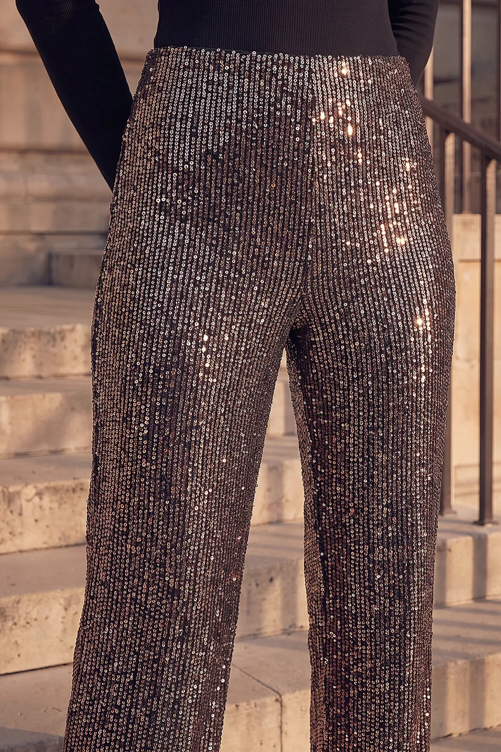 Roman Gold Sequin Wide Leg Trousers - 20 Image 4